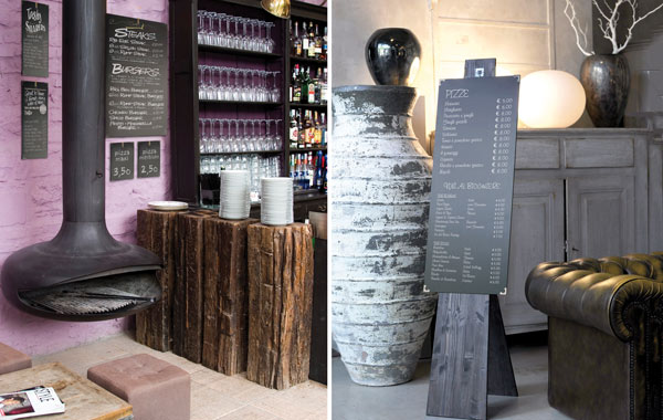 Blackboard_Staffelei Blackboard / Wandtafel aus PVC, Staffelei / Tafelständer aus Holz in wenge mit PVC-Tafel