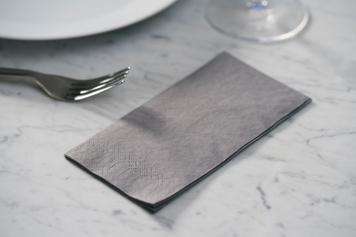 PALETTENWARE Zelltuchserv. 33 x 33 cm 3-Lagig, 1/8-Buchfalz Granite Grey