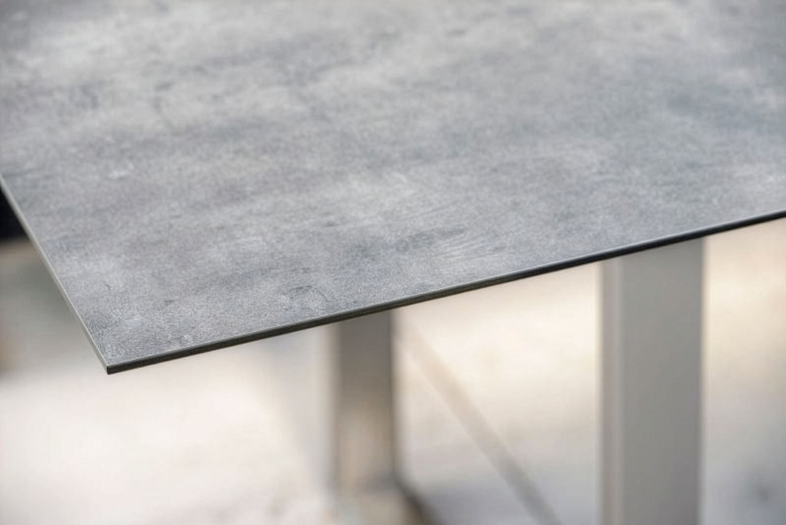 Kufentisch Edelstahl, Tischplatte Silverstar - 160 x 90 cm