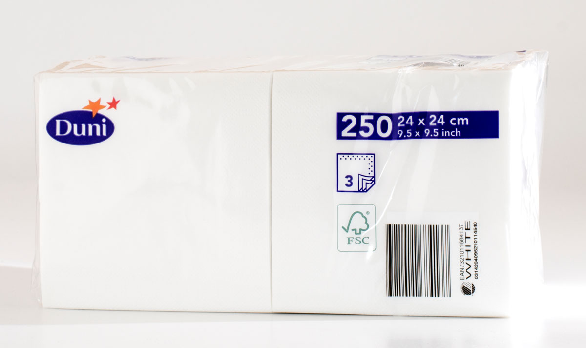 Zelltuchservietten 24 x 24 cm, 3-Lagig, 1/4-Falz - Weiß